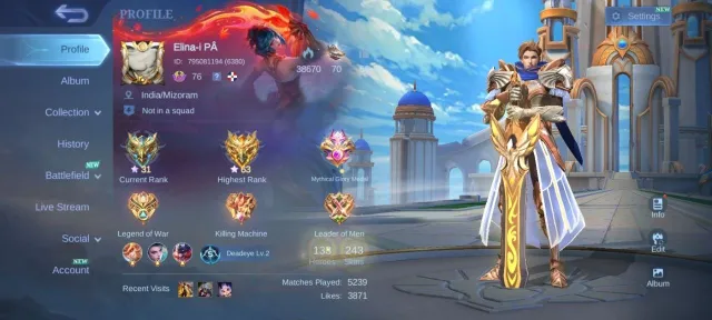 Collector Natalia💎Deluxe26🔥STUN Chou👑EPIC Gusion⚡Clint/Moskov/Kagura 🏆Max Emblem✨Rare Skin Bundle, Продажа, Ранг: Мифический, Уровень: 76, Процент побед: 56%, Герои: 133, Облики: 243