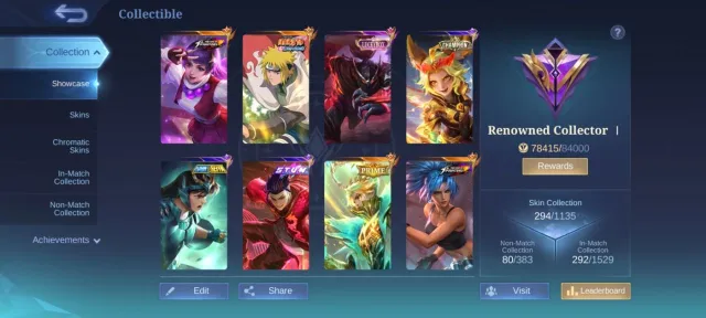 Naruto Minato Gusion KOF Guinevere Prime Granger LUCKYBOX Hayabusa Star Angela deluxe 40 pH Joy, Sale, Rank: Mythical Immortal, Level: 78, Winrate: 50%, Heroes: 122, Skins: 294