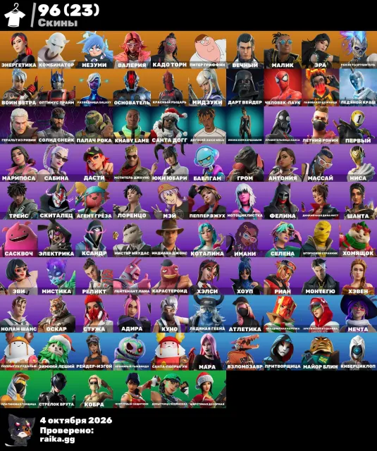 96 Skins und 106 Emotes., Verkauf, Skins 97