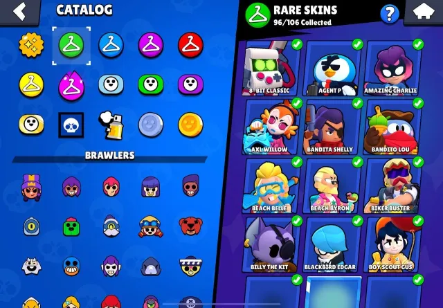 Account for foundation | Pumped meta with Buff, rare skins, 2019, 120750 trophies, 107 brawlers, 100 primes