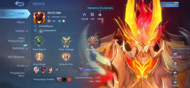 🍀Collector Hanzo, Mage battle Melissa, Tamuz 11.11, lucky box Moscow, Prime Granger🍁, Sale, Rank: Mythical Glory, Level: 91, Win rate: 54%, Heroes: 109, Skins: 279