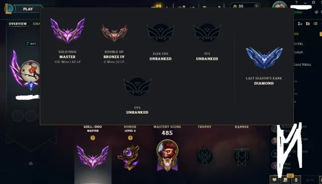 NEW SEASON MASTER✔️EUW MASTER ✔️LVL407✔️54%WR✔️79.3K BE✔️19 Skins in Loot✔️Full Info #02, Продажа, уровень 407, скины 120, Мастер