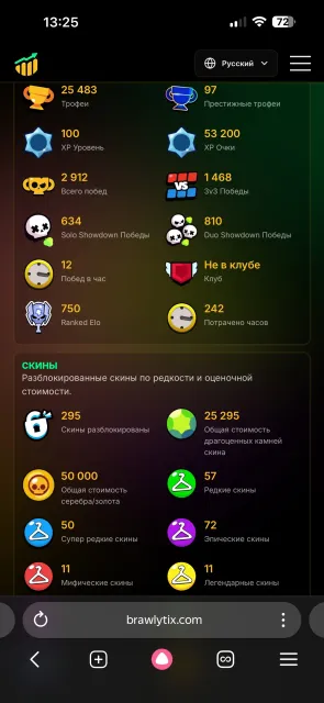 "Account of the year 2023, suitable for the basis.", trophies 25483, brawlers 81, primes 11