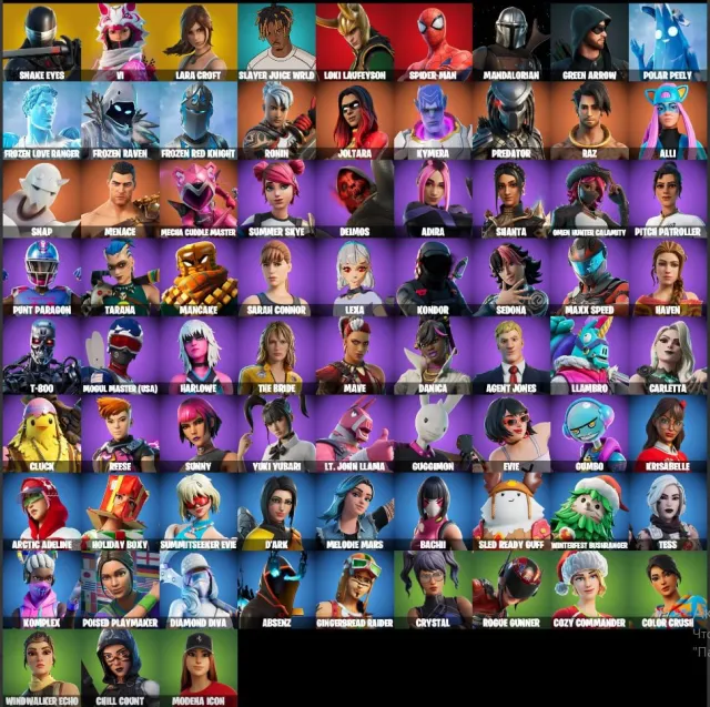 🔥FORTNITE ACCOUNT 🔥 EMAIL CHANGE 🔥SNAKE EYES 🔥LARA CROFT 🔥75 SKINS 🔥95 KILLS 🔥, Sale, skins 75