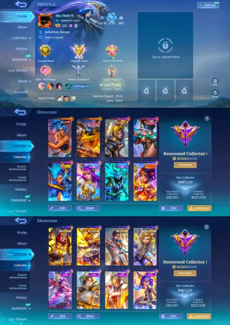 Lucky Box Ruby, KOF, Transformers, Collector, Golden Star, Zodiac, Global 🔥, Sale, Rank: Legend, Level: 230, Win Rate: 51%, Heroes: 133, Skins: 349