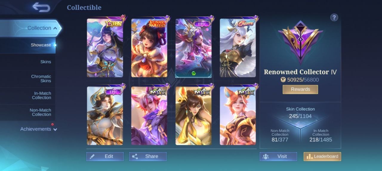 245skin Star Kagura deluxe 32 EPIC Harley lunox Vexena YSS valir Carmila Gaara Vale emblem Max, Sale, Rank: Mythic, Level: 94, Winrate: 46%, Heroes: 130, Skins: 245