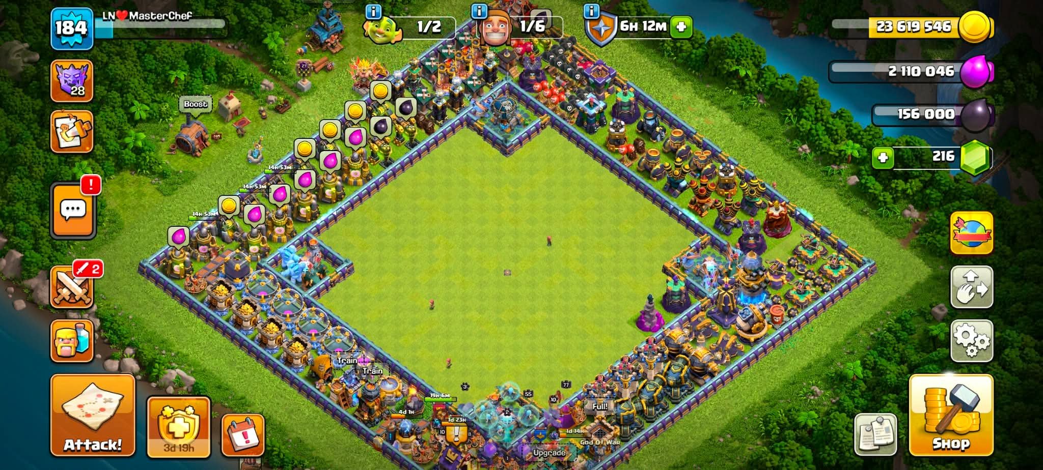👑 ТХ 18 ⭐ 5 Эпиков Макс 27 Ур. ⚔️ Герои 90-105-60-77-55-18 💥 Все 17 Эпиков Высокого Уровн, 18 TH Main Village, 10 TH Builder