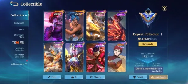 Collab skin➤KOF Chou➤Expensive Abyssal Recall➤L.B Martis➤Lesley➤Deluxe 17➤EPIC Lancelot➤Uranus, Продажа, Ранг: Мифический, Уровень: 34, Процент побед: 48%, Герои: 93, Облики: 162
