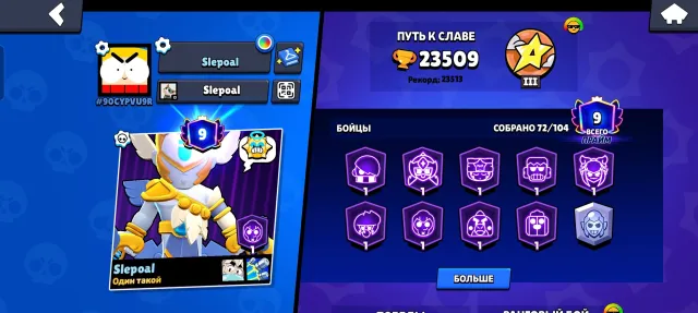 The account is very good at a low priceы, trophies 24104, brawlers 75, primes 9