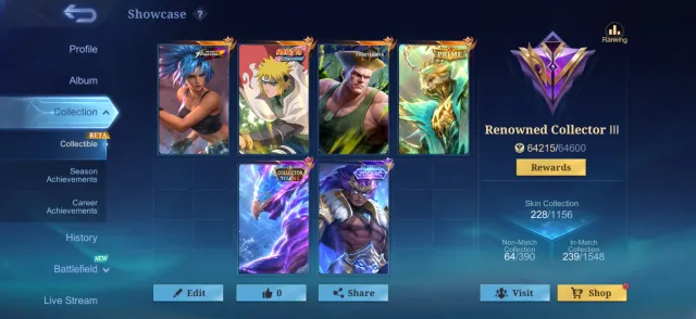 MINATO GOSSEN🔥STREET FIGHTER DARIUS🔥COLLECTOR HELCART🔥PRIME GRINDJER, Sale, Rank: Mythic, Level: 89, Win Rate: 45%, Heroes: 120, Skins: 228