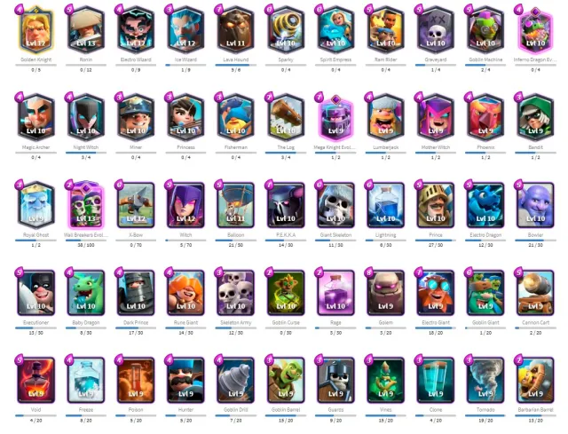 10 evolutions (1 of your choice), 3 heroism, 18 arena, 13 level, 6600 trophies, 116 cards, 22 legendaries, Available
