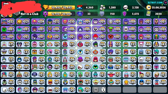 Fast pay, 70000 trophies, 105 brawlers, 30 primes
