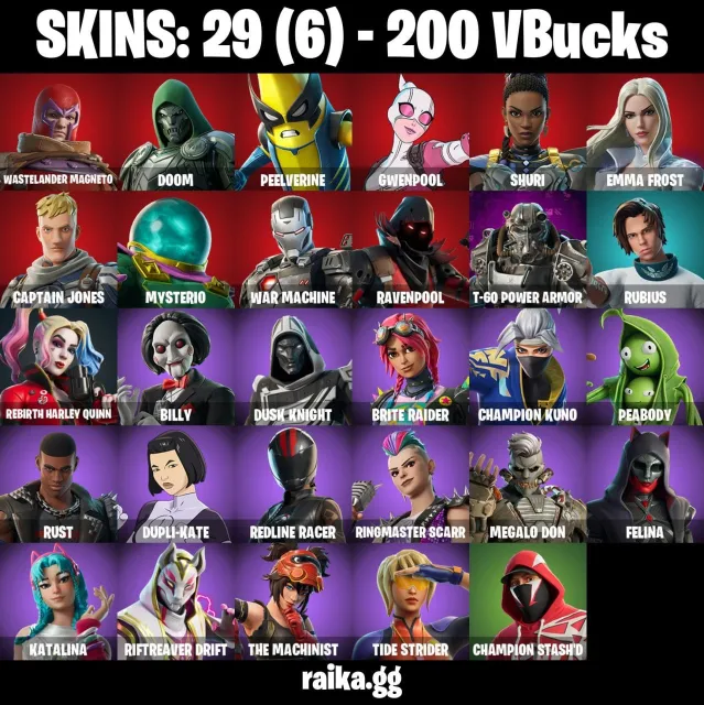 selling a personal EG account, Sale, skins 40