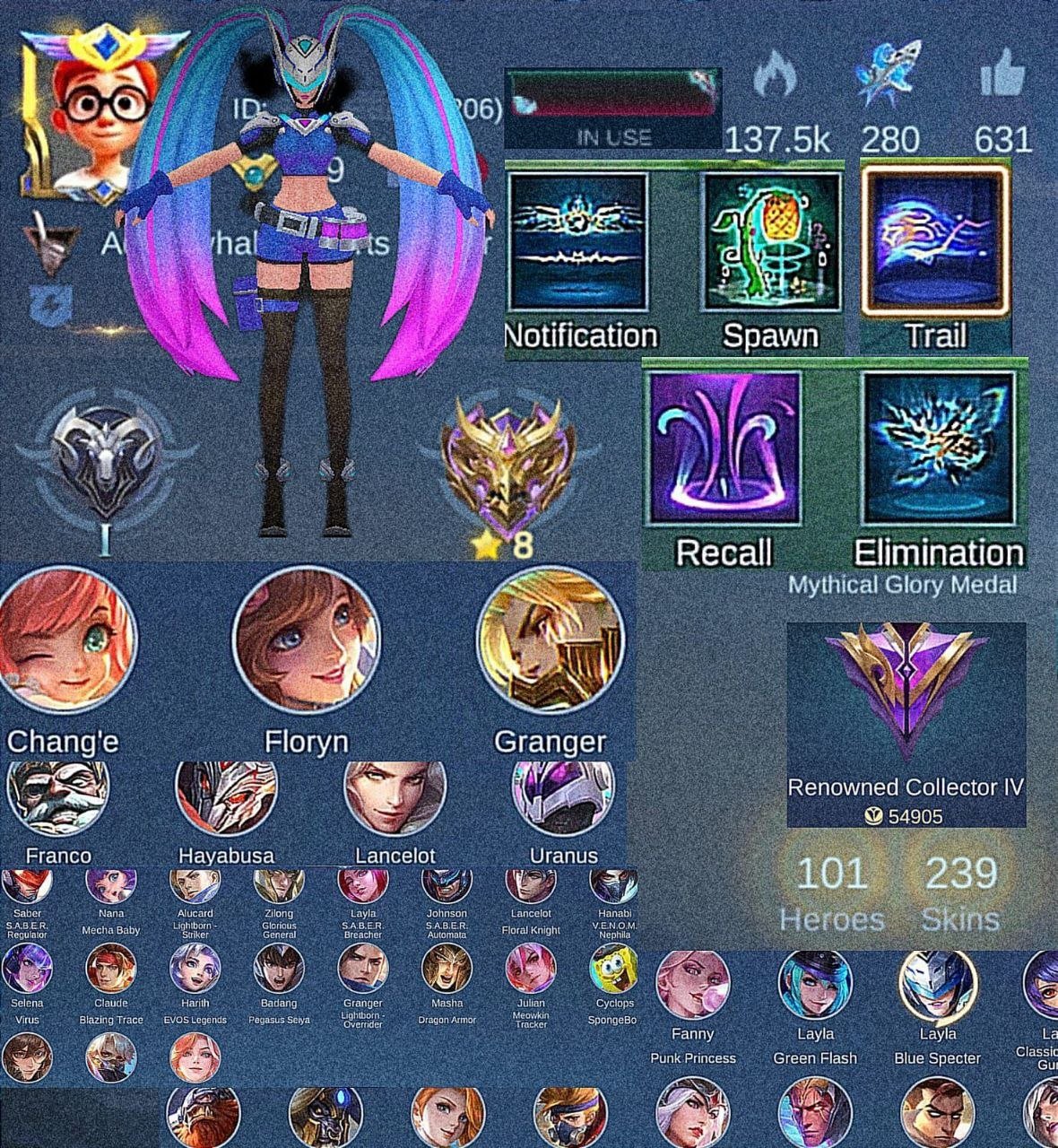 !!️ LEILA IS A BLUE GHOST!!!!️ 🔰THE RAREST SKIN🔰, Sale, Rank: Warrior, Level: 116, Winrate: 80%, Heroes: 101, Skins: 239