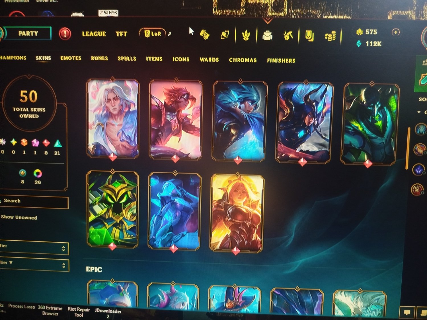 EUW / Lvl 240 Gold 2 Full champ 50 skin 8 legendary 21 epic 1 mythic 1 ultimate 575 rp 112k blue, Sale, level 30, skins 50, Gold