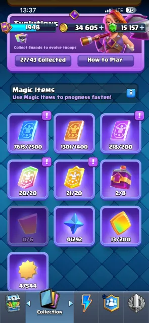 💍14.0K🍭16 - 16 LVL, 12 - 15 LVL, 47 - 14 LVL. 10 HEROES🫧15K GEMS❄️117 EMOJIS🌈27 EVO🐸1948 LVL🍷CHEAP👾, 32 arena, 1948 level, 14000 trophies, 123 cards, No