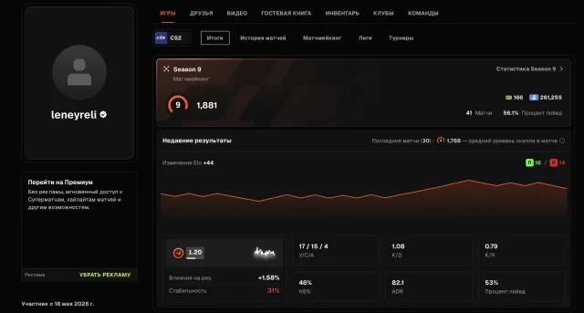 🌈148 МАТЧЕЙ🔥1881 ELO🟪PRIME STATUS + ЧЕК🟢ВЕРИФИКАЦИЯ🟪🍎💎ОФОРМЛЕНИЕ 💎🔥9 LVL FACEIT ✅🔥, Продажа, Инвентарь пуст, Есть PRIME, FACEIT, 1881 ELO, Зарегистрирован: Да