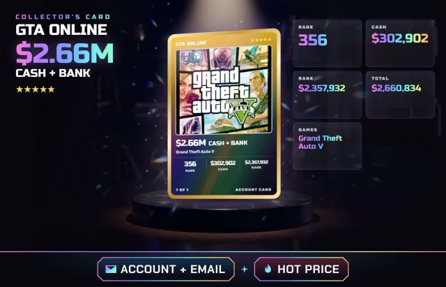 🏎️ ◆ $2.66M ВСЕГО • РАНГ 356 • GRAND THEFT AUTO V • ПОЛНЫЙ ДОСТУП + ПОЧТА, Продажа