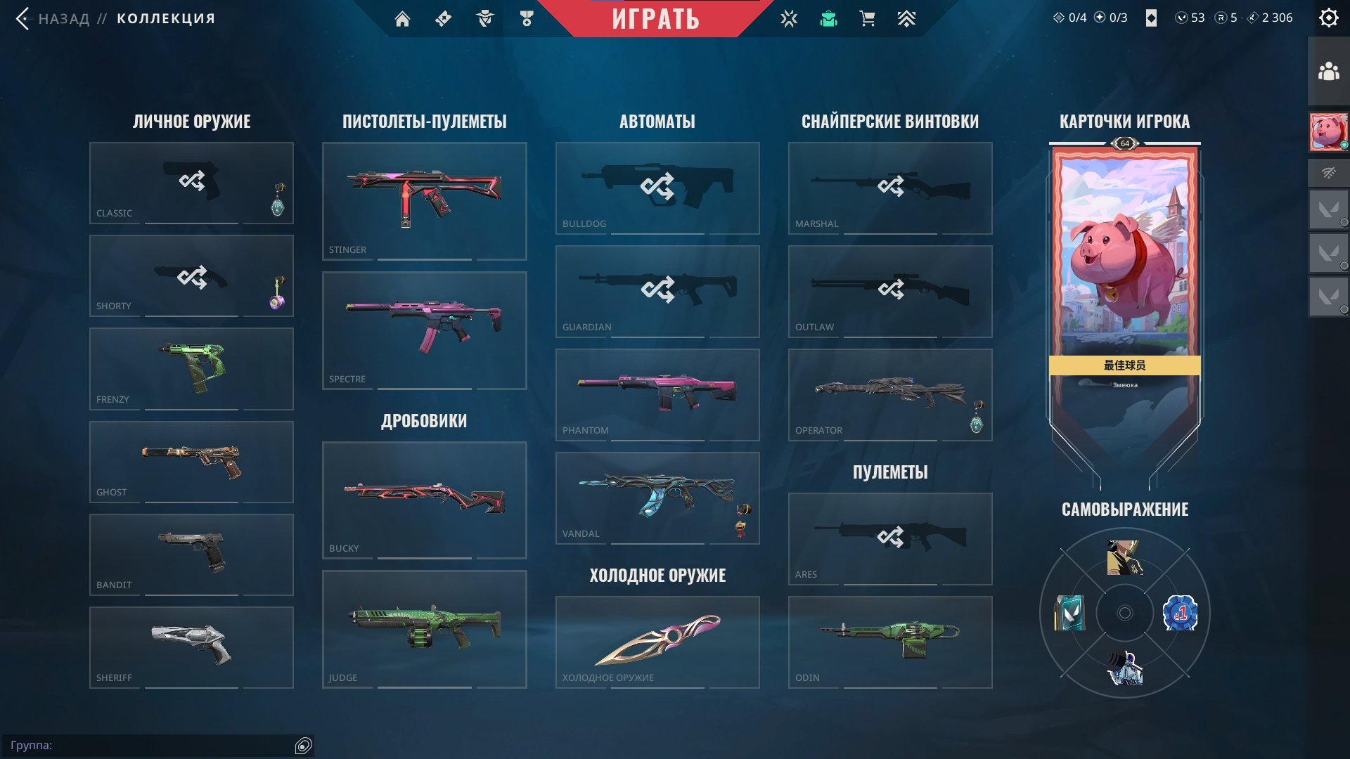 I'm selling my personal account with lots of cool knives and vandals. Screenshots below., Sale, Ranked unlocked, Agents: 20, Skins: 22