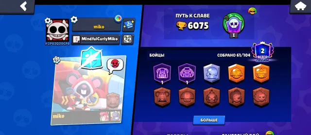 The account is good, and it will keep pumping until, trophies 6074, brawlers 61, primes 2