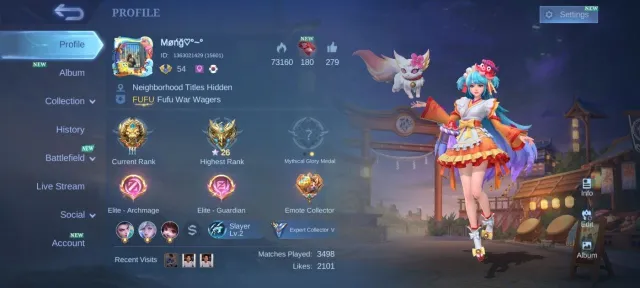🔥 Collector Natalia EPIC💥 Harley Epic Freya Epic Lunox Epic YSS Gaara Vale Epic kagura>emblem max✨, Sale, Rank: Mythic, Level: 54, Winrate: 50%, Heroes: 77, Skins: 129