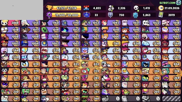 61.1k🏆 | 104/106 brawlers |❗❗❗ A lot of skins❗❗❗| Old 2019, 61127 trophies, 104 brawlers
