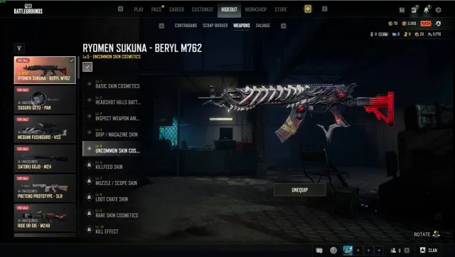 🌈🚀INSTANT🚀🌈🔥 ✅✅ LVL 479 ✅✅ 🟥💎🟥💎RYOMEN SUKUNA BERYL M762 LEVEL 5 💎🟥💎🟥 🔥🌈🎀RARE SKINS🎀🌈, Есть BATTLEGROUNDS Plus