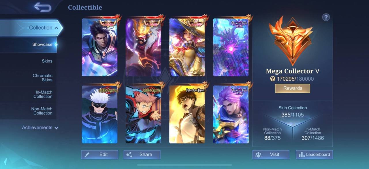 ‼️😱 Mega Collector 5 — the best one for sale | Lots of premium event skins ‼️, Sale, Rank: Epic, Level: 88, Winrate: 47%, Heroes: 120, Skins: 385
