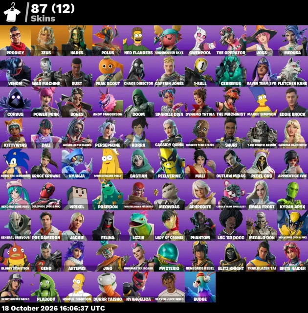 💮АВТОВЫДАЧА💮87 skins🌺1500VB🫐Venom🌺Corvus🫐Bones🌺Eddie Brock🫐Rebel Oro🌺Felina🫐Slayer Juice WRLD🌺, Продажа, скины 87