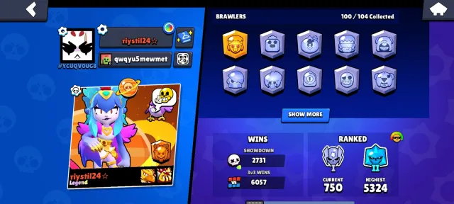 🏆𝟒𝟔𝟔𝟎𝟎🏆❤️🔥FURIOUS FANG❤️🔥🀄MECHA EDGAR + THOR BIBI🀄🎀PAWLETTE + HADES🎀🏅𝟖𝟖 AT 𝟗+ POWER🏅, trophies 46605, brawlers 100