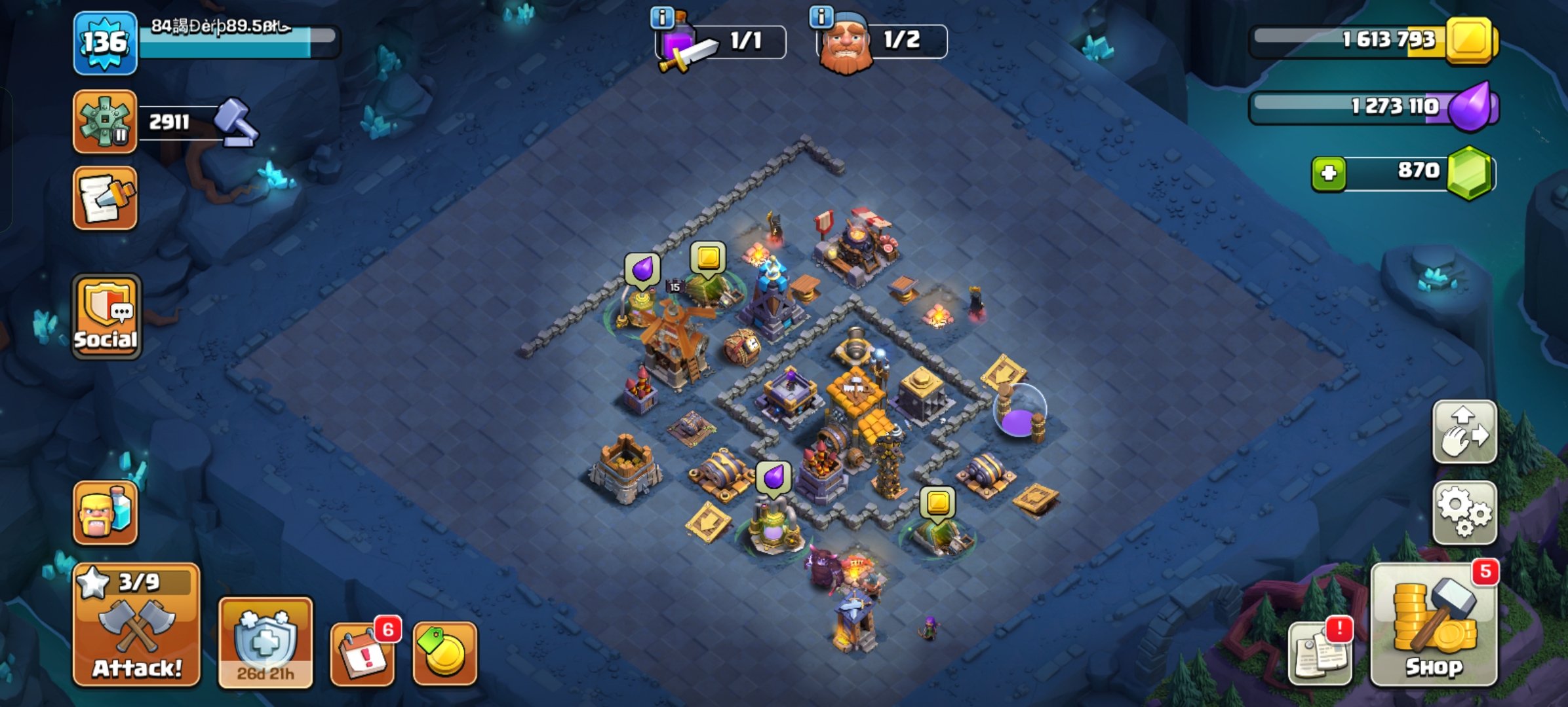 🟥⬛🛑Th 14🛑⚫XP 136🛑⚫Heroes Level-K65/Q61/MP50/W45/RC29🛑⚫Gems 870🛑⚫With Gmail🛑⚫Full Access🛑⬛🟥, 14 TH Main Village, 8 TH Builder
