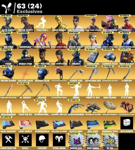 [263 Skins] Travis Scott / Elite Agent / Elite Agent / Leviathan Axe / Take the L, Verkauf, Skins 263