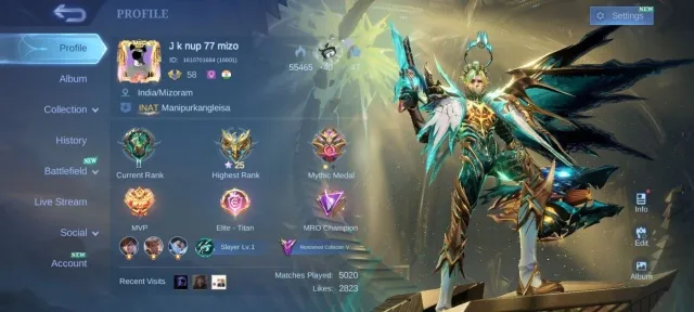 🔥 Prime Granger KOF Karina LUCKYBOX Martis collector Natalia deluxe 26 STUN Chou emblem Max🔥, Sale, Rank: Mythic, Level: 58, Winrate: 50%, Heroes: 106, Skins: 187