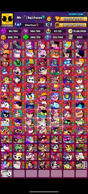 Very cool account, 113000 trophies, 104 brawlers, 109 primes