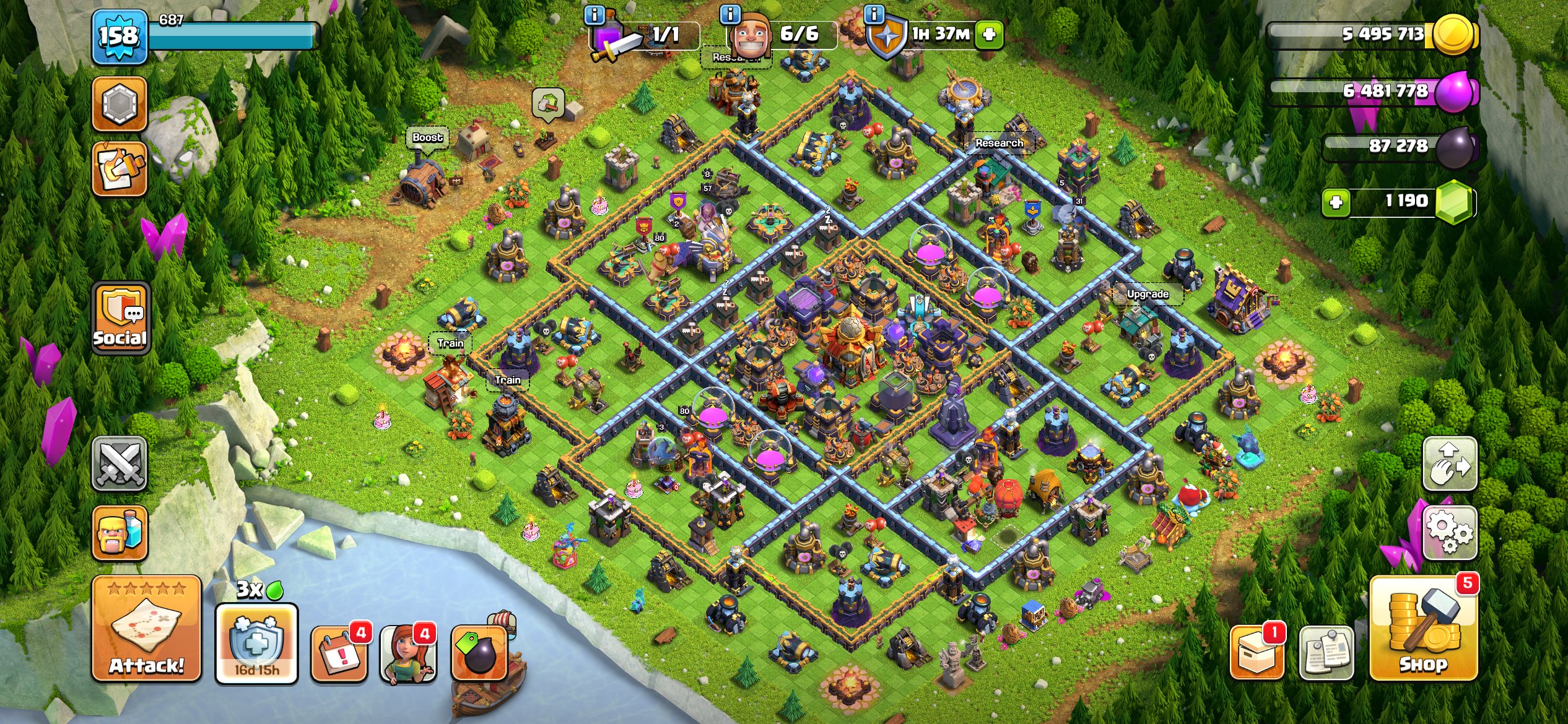 ☑️TH 16 ☑️|| 80-80-51-57-51-2 ||🚨 9️⃣EQUIPMENTS🚨|| 6️⃣Builders || Good collection ✅|| FULL ACCESS ✔️, 16 TH Main Village, 10 TH Builder