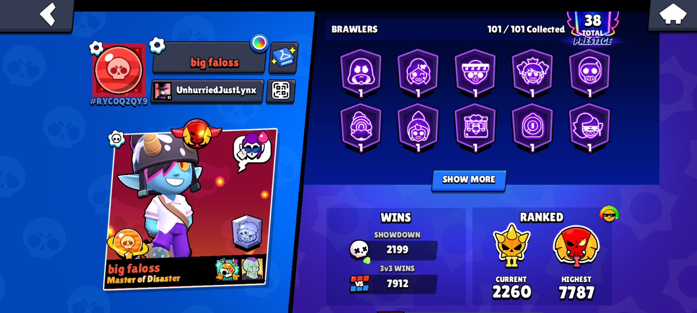 🏆𝟔𝟏𝟕𝟎𝟎🏆🀄DUSTIN NITA🀄🎀GAMER BIBI + THIEF EDGAR🎀🀄PUMPING🀄❤️🔥30-R + CLOWN SPRAY❤️🔥🏅𝟑𝟓𝟒 SKINS🏅, trophies 61719, brawlers 101, primes 38