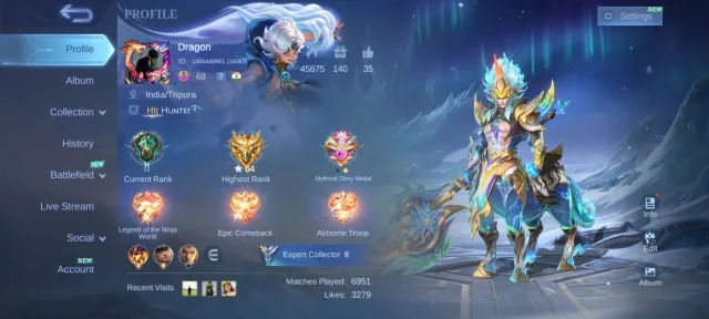 collector Natalia Gaara Vale Epic moskov Epic karrie Epic pharsha Epic carmila>emblem max, Продажа, Ранг: Мифический, Уровень: 68, Процент побед: 48%, Герои: 109, Облики: 144