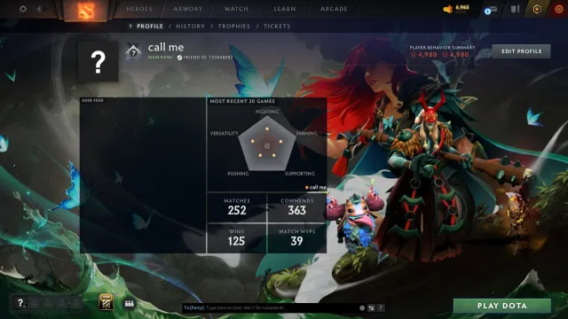 WINDRANGER TERRORBLADE ARCANAS ✨ RANKED AVAILABLE ✨ 3800 MMR✨ WITH NATIVE EMAIL ✨, Sale, 252 matches