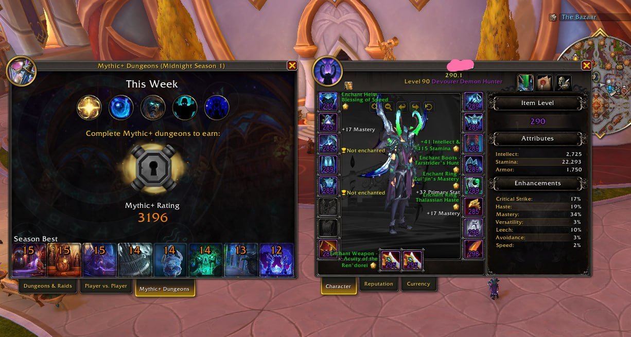 5x Athlete 💎Main [ DH 3192+ RIO / 290+ iLevel ] | 2th [Paladin 2982+ / 282+ iLevel ] | 15 days sub, 90 level, Blood Elf, Demon Hunter