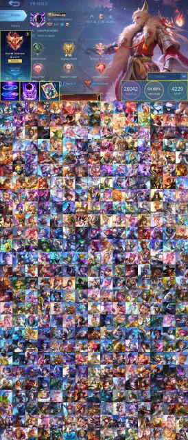 🔥26k+ games🔥Account album🔥Legend-StarWars-Transformer-SanRio-StarWars-KOF-Kung-fu-Ducati🔥, Sale, Rank: Mythic, Level: 227, Win rate: 65%, Heroes: 133, Skins: 686