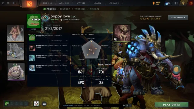 ⚪️⚫️⚪️【1297 MMR】【~45% SICHERHEIT】⚪️【100% GARANTIE】【9165 EHRLICHKEIT】⚫️⚪️【EIGENE EMAIL】⚫️, Verkauf, 1297 MMR, 9165 Ehrlichkeit, 9165 Höflichkeit, 201 Spiele, 201 Stunden