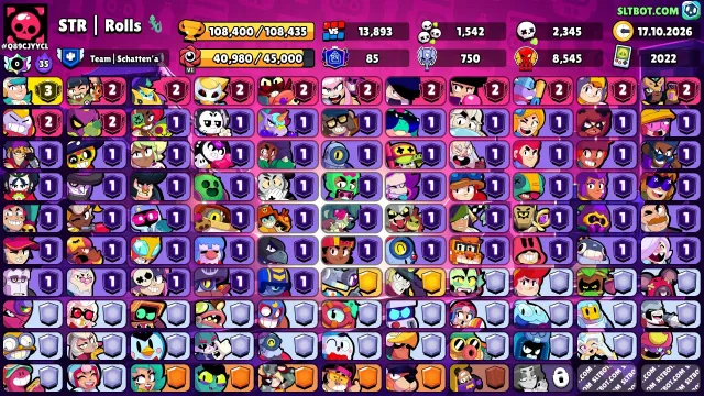 THERE ARE 3 PRIME💛 [Clash Royal 9K]💛108400 trophies 💜 53/11 POWER LEVEL, 108400 trophies, 107 brawlers, 85 primes