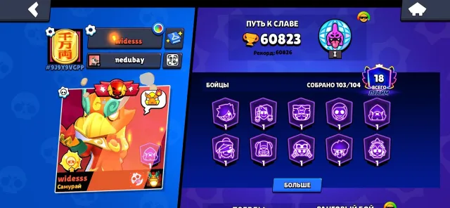 ⚡️AUTO-RELEASE⚡️ excellent pumping, lots of cool skins and game resources, trophies 60823, brawlers 103, primes 18