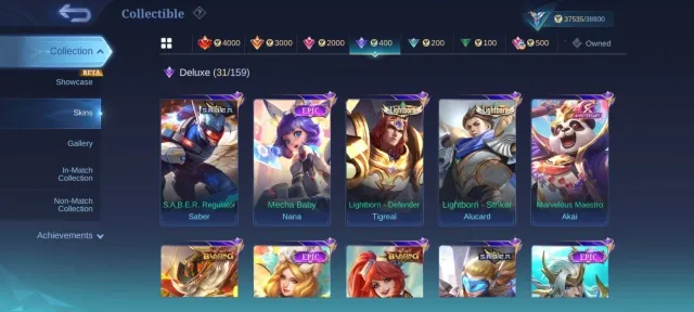 Mobile account for sale, Rank: Epic, Level: 46, Win rate: 59%, Heroes: 120, Skins: 233