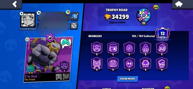 💎 ЖИРНЕЙШИЙ АКК 2021 ⚡ | 34к 🏆 | 105 БОЙЦОВ 👥 | 23×11 💪 | 42к 💰 | 47к ⚡ | ГИПЕРНЫЙ МОРТИС 👻, 34000 кубков, 105 бравлеров, 12 праймов