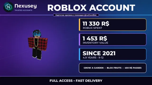 🚀 【ROBLOX】 ✨ SPENT 11330 R$ | REG. 2021 | INVENTORY 1453 R$: Grow a Garden · Blox Fruits #3UOC32, Sale, Voice chat: No
