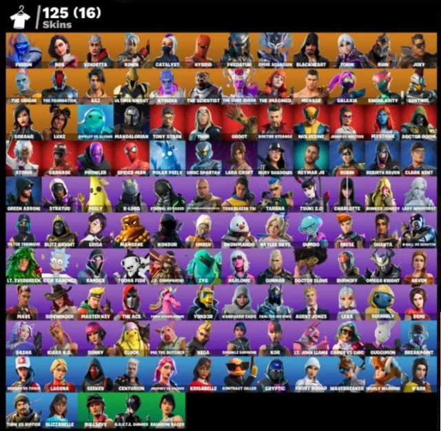 pc/xbox/psn 125 skins | 🔓 full access | fusion ⚡ rox 🦊 vendetta 🔥 predator 👽 | 700 v-bucks, Продажа, скины 125