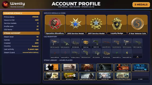 🔥 [CS2 PRIME] +5 RARE MEDALS: BLOODHOUND — 2011 | +13 GAMES | FULL ACCESS #4D0TR7, Sale, With inventory, Has PRIME