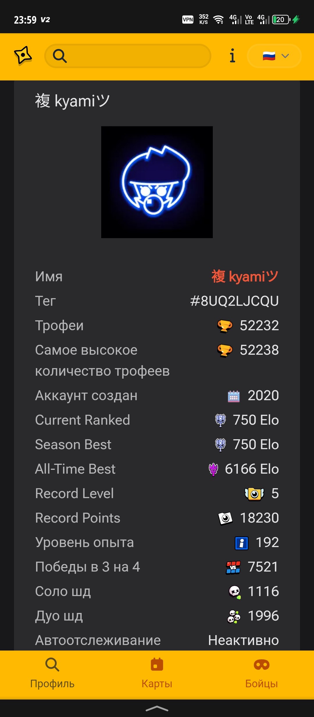 Selling a FAT account, 2 primes on a BB, 166 gems, old account, Saturnian Slava 3, 11 hp-38, trophies 52232, brawlers 104, primes 16