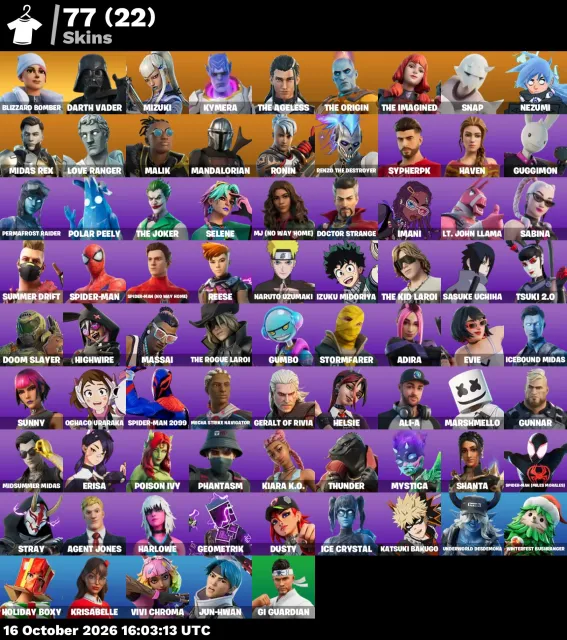 🔥 【FORTNITE】 💚 Blizzard Bomber, Darth Vader, Mizuki, Kymera 💚 77 Skins | 910 Stufen | 100 V-Bucks, Verkauf, Skins 77